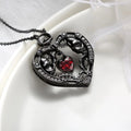 Fashion Goth Skull Punk Black Heart Pendant Necklace Crystal Stone Necklace Crystal Heart Necklace for Women