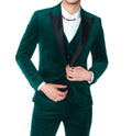 2025 New Arrival Formal Wedding Velvet Men Suits Green 3 Pieces Groom Tuxedos for Custom Made Business Suits (Jacket+Pants+Vest)