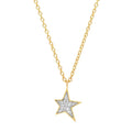 LOZRUNVE 925 Sterling Silver Pave CZ Stone Asymmetrical 5 Point Star Pendant Necklace 14k 18k Gold Jewelry