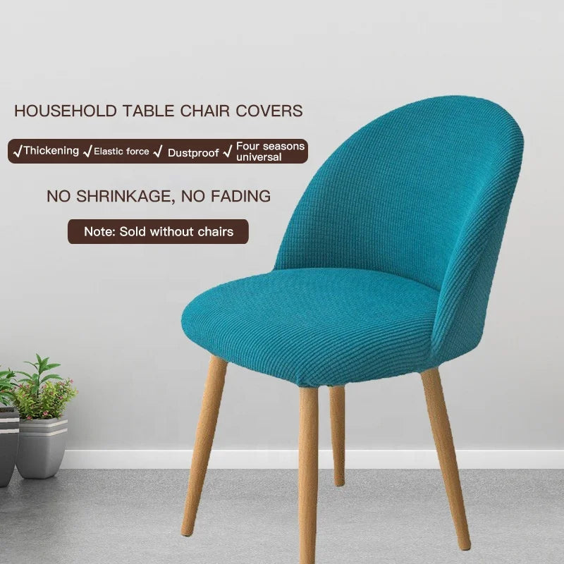 European Simple Style High Armrest Sofa Chair Cover Low-Back Curved Special-shaped Dining Chair Slipcover