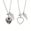 Qualisub Personalized Angel wings Urn Necklace Sublimation Urn Necklace Blank Heart Shape Urn Necklace for Sublimation
