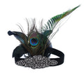 Indian Feather Headband Bohemian Peacock Feather Blue Women Hair Jewelry Ethnic Elastic Pearl Chains Headband