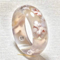 Natural Sakura Agate Jade Bangle Chalcedony Crystal Ice Through Bracelet for Women Fashion Cherry Blossom Agate Bangles
