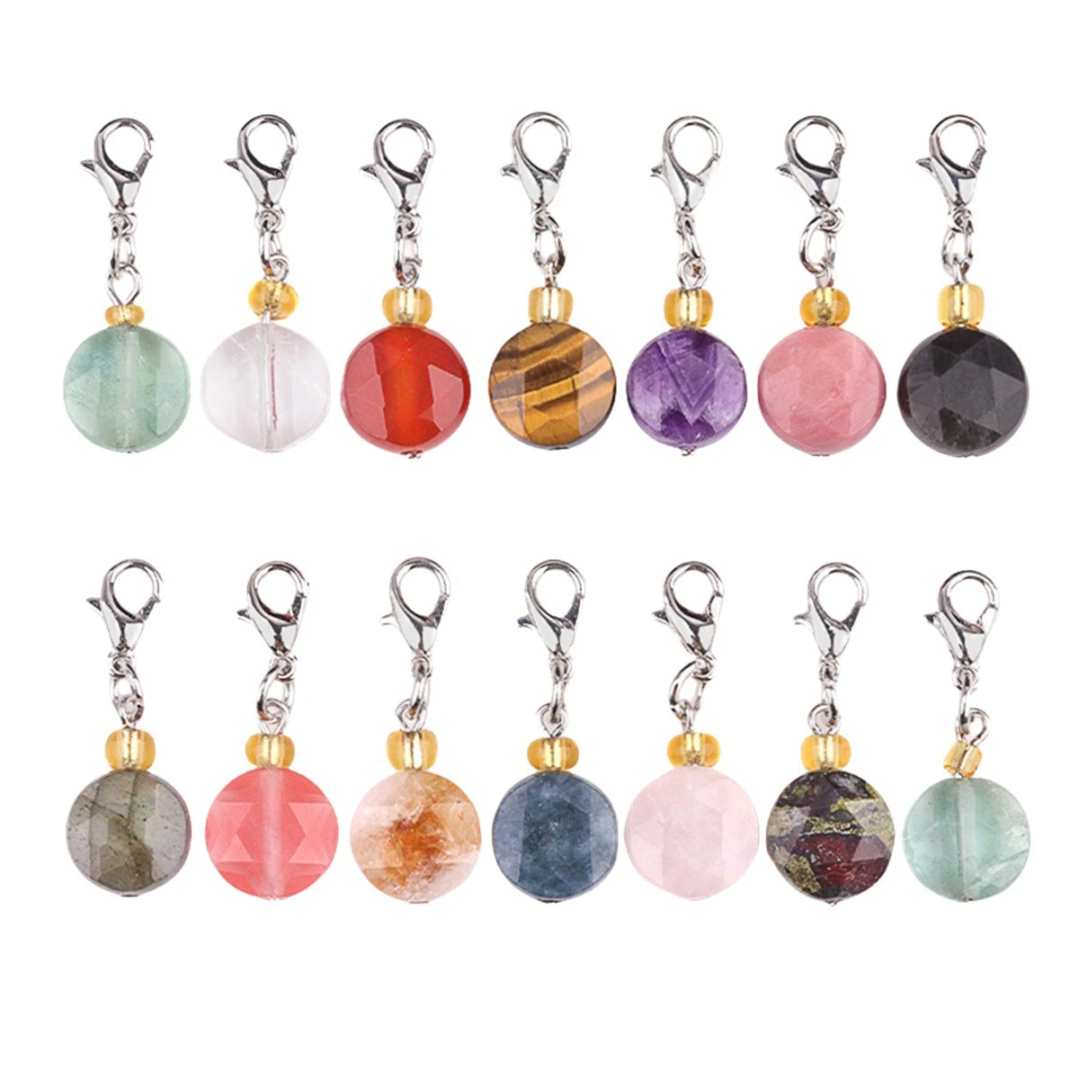 Wholesale Main Product Cheap Mini Round Ball Natural Mix Crystal Agate Gemstone Keychain Backpack Pendant