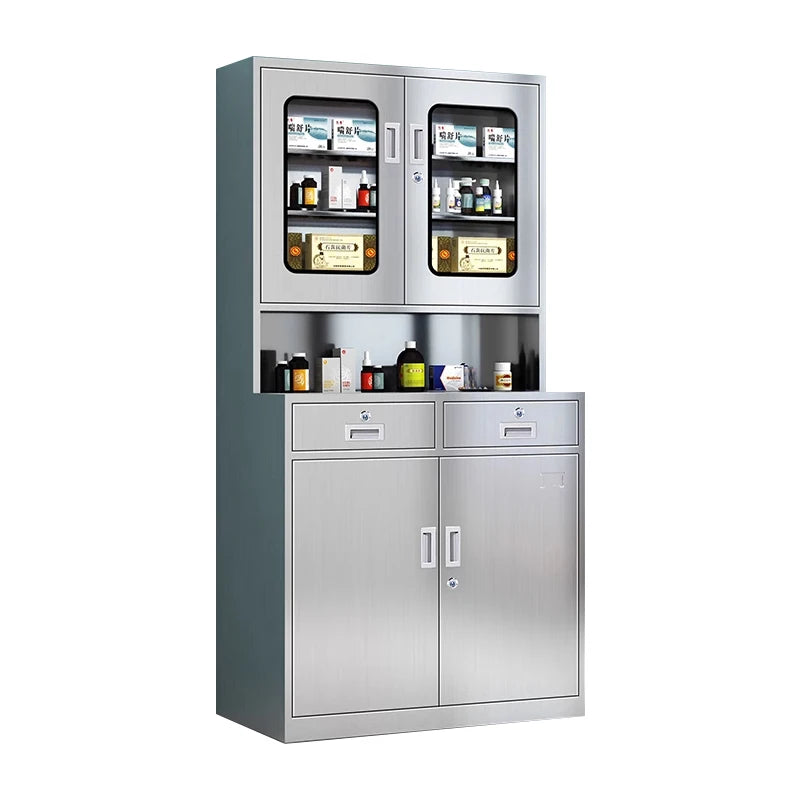 Middle 2 Drawers Modern Stainless Steel Medicine Storage Cabinet for Hospitals Schools Factories Workshops Laboratories