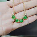 Four Leaf Clover/heart-shaped Two-ways Wearing Pendant Necklace Heart Shaped Folding Dripping Four Leaf Clover Necklace