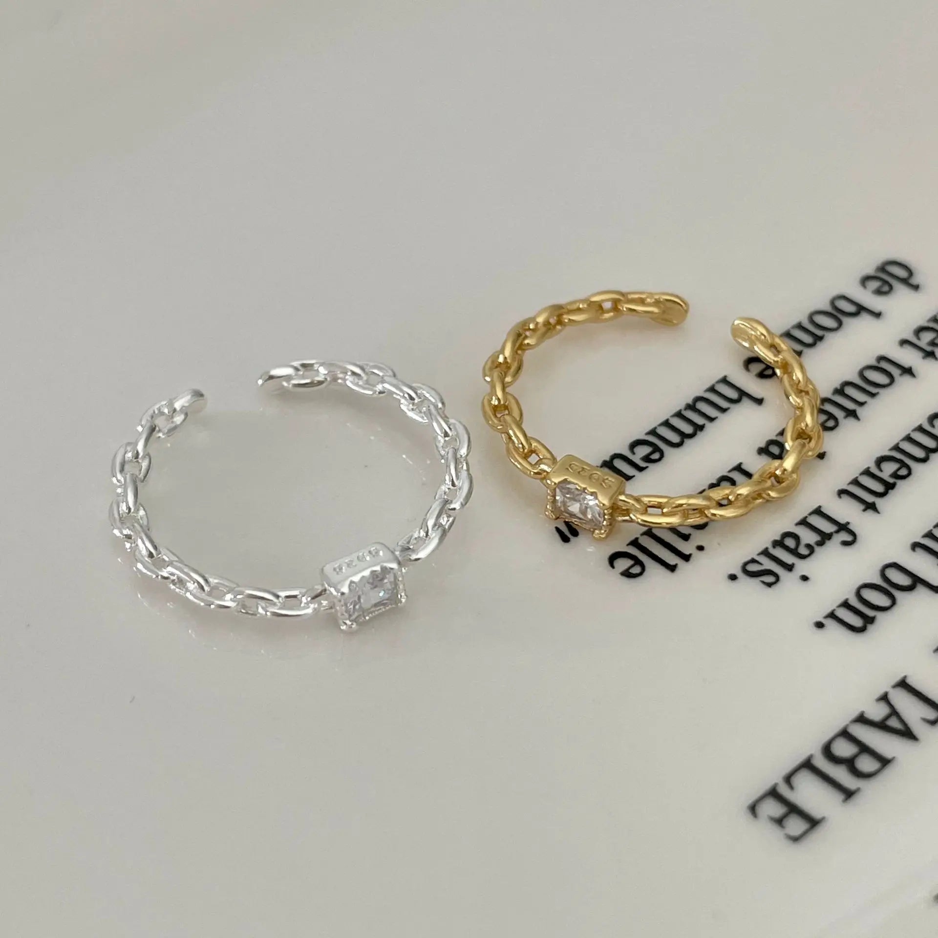 Rainbowking Minimalist Personality Trend Light Luxury Style 925 Silver Zircon Japanese and Korean INS Niche Stacking Ring