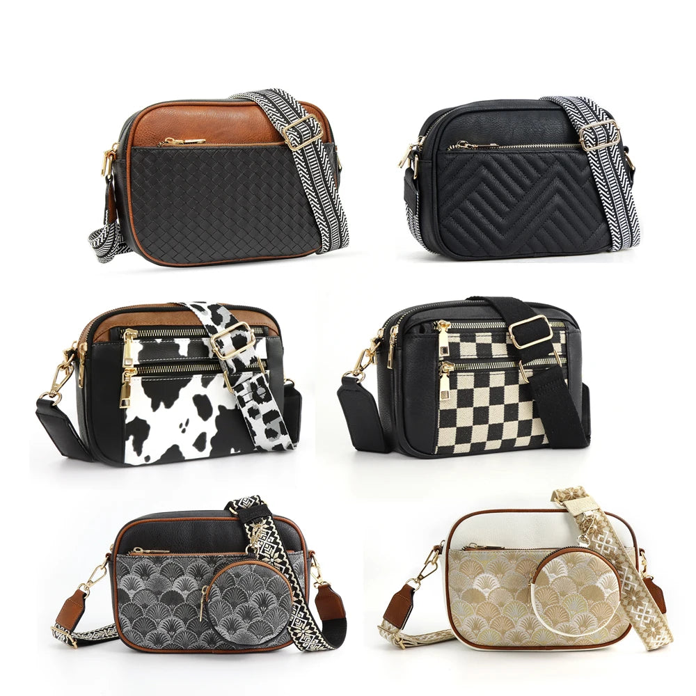 Custom Brand Designer Luxury Messenger Purses Square Bag for Women Cow Checkered Print PU Leather Handbag Shoulder Crossbody Bag