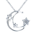 Fine Jewelry Grade D 0.5Ct Moissanite Diamond Jewelry 925 Sterling Silver Shake Moissanite Moon and Star Pendant Necklace Women