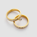 Dainty 18K Gold Plated Stainless Steel Zircon Rings Minimalist Waterproof Finger Rings Wedding Jewelry for Women YF2847