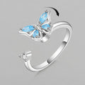 Adjusting Pressure Luxury Anxiety Ring Fidget Spinner Ring for Women Butterfly Finger Ring Rotate Anti Stress Wedding Jewelry