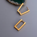 Temperament Gold Plated Geometric Square Earrings Stainless Steel Earrings Jewelry for Women