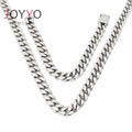 Stainless Steel Set for Men High Polished Shiny Silver Necklace 12mm Big Size Cuban Necklace and Bracelet