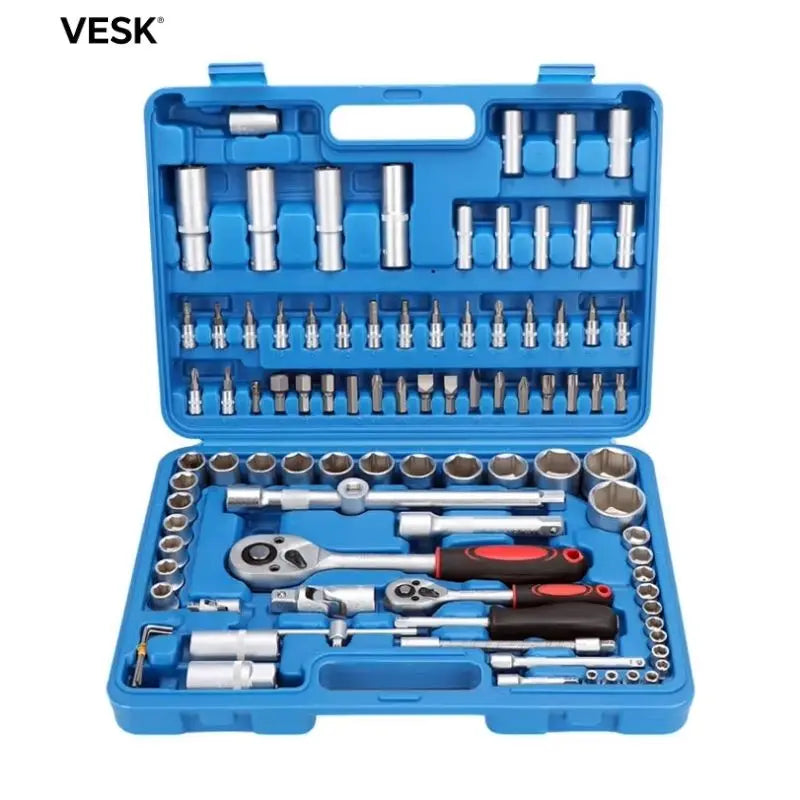 WZAUTO 94pcs Universal Car Repair Spanner Tool Box Ratchet Wrench Socket Sets with Hard Case OEM Customized Support