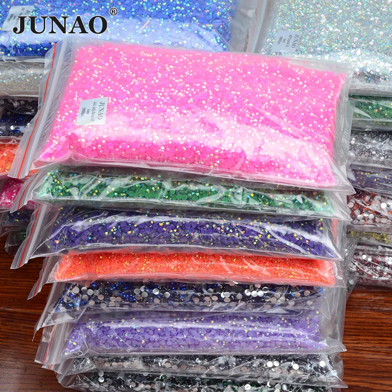 Wholesale 2mm 3mm 4mm 5mm 6mm Round Crystal Stones Non Hot Fix Strass Applique Jelly Rose AB Flatback Resin Rhinestone