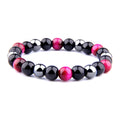 Men Bracelet Natural 8 mm tiger Eye Onyx Hematite Stone Beads Bracelet ST147