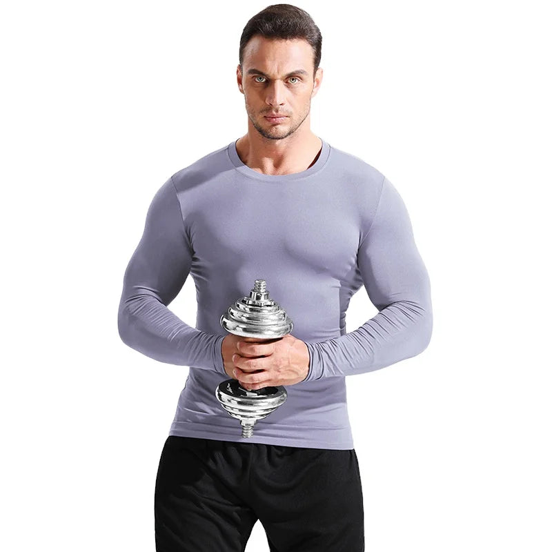 Wholesale Custom Logo Printed Breathable Plus Size Men's Autumn Sporty Sports Tops Quick Drying Long Sleeve Fitness T-shirt