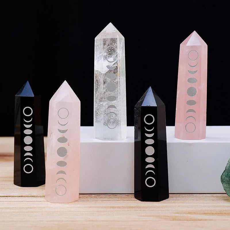 Natural Crystal Single Point Polished Yoga Mineral Hexagonal Prism Lunar Solar Eclipse Crystal Tower 7-8cm Healing Energy Lucky