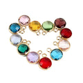 DIY Gold Copper Edging 12 Month Zodiac Glass Crystal Birthstone Pendant Charms Jewelry Making Accessories