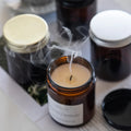 Empty 4oz 8oz Glass for Candles Lidded Amber Scented Candles Glass Jar with Gold Silver Black Lid