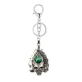 Wholesale Ghost Head Shape Keychains for Men Vintage Personalized Keychain with Natural Malachite Gemstone