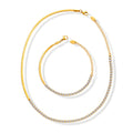 Fashion Stainless Steel 18k Gold Plated Snake Chain Choker Necklace Bracelet Set Bling Bling Zircon Necklaces Fine Jewelry