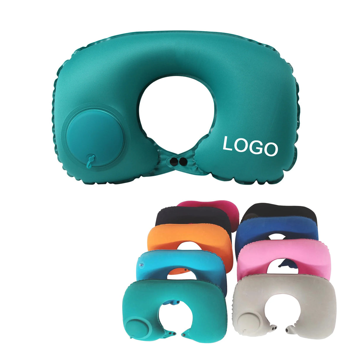 Custom Logo Printed Portable Inflatable Neck Pillow U-shaped Pillow Press Inflatable Travel Pillow