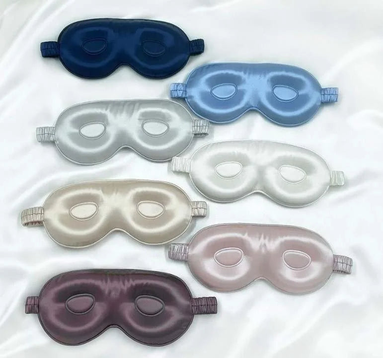 6A 22MM Silk Custom Logo Elastic Sleep Eye Mask Travel Soft Block Out Light for Dark Circles