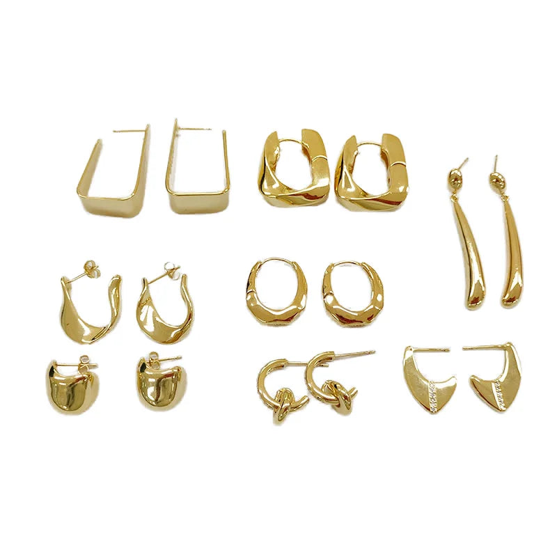 Dongguan Factory Fashion Design 18K Gold Plated Jewelry Brass Hoop Earrings Stud Earrings for Women
