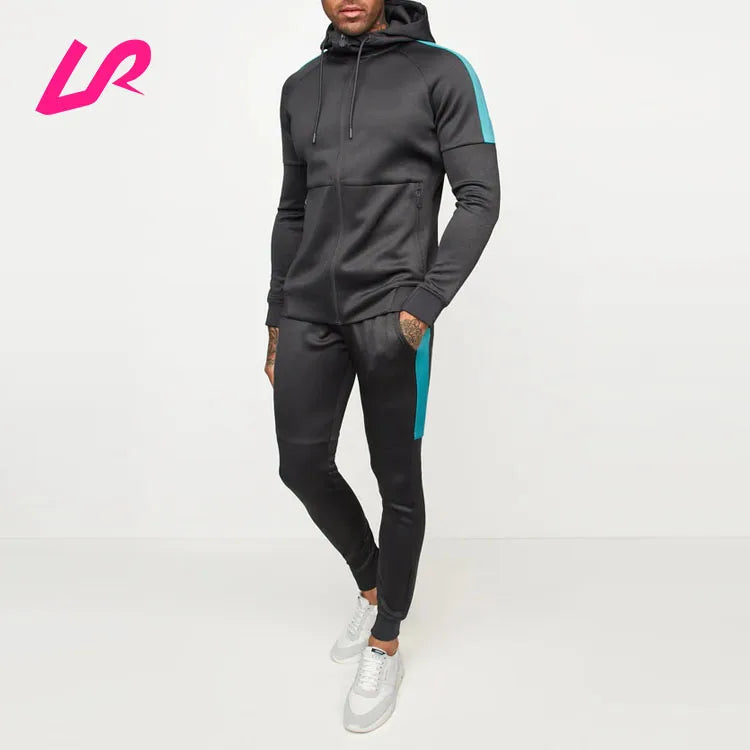 Custom Logo Breathable 100% Cotton Wholesale Gym Wear Jacket with Hoody Plus Size 2-Piece Joggers Sets Winter Tracksuits for Men