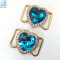 New Trend Heart Bikini Buckle with Blue Rhinestone AB Color Crystal Customize Bikini Connector for Women Swimsuit