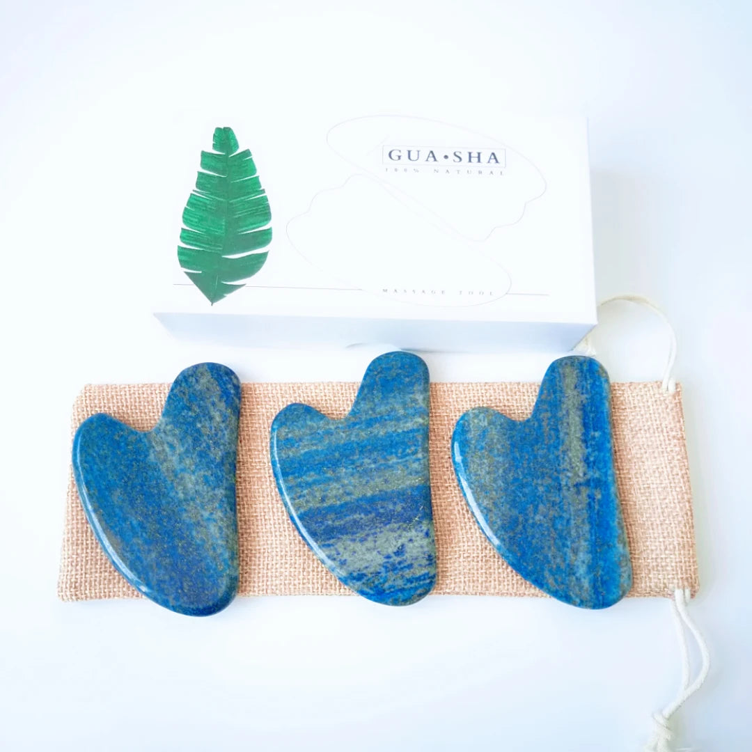 Huiying Gua Sha Board Heart Shape Face Massager Stone Lapis Lazuli Gua Sha Scraping Tool Massage