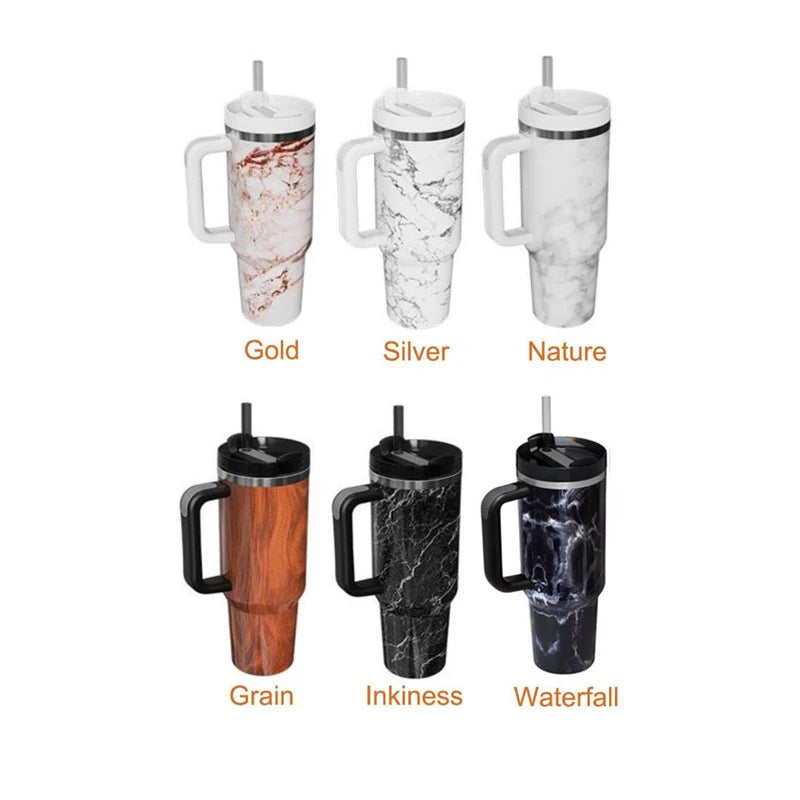 Custom Leopard 40oz Sublimation Stainless Steel Adventure Vacuum Tumbler With Handle and Straw