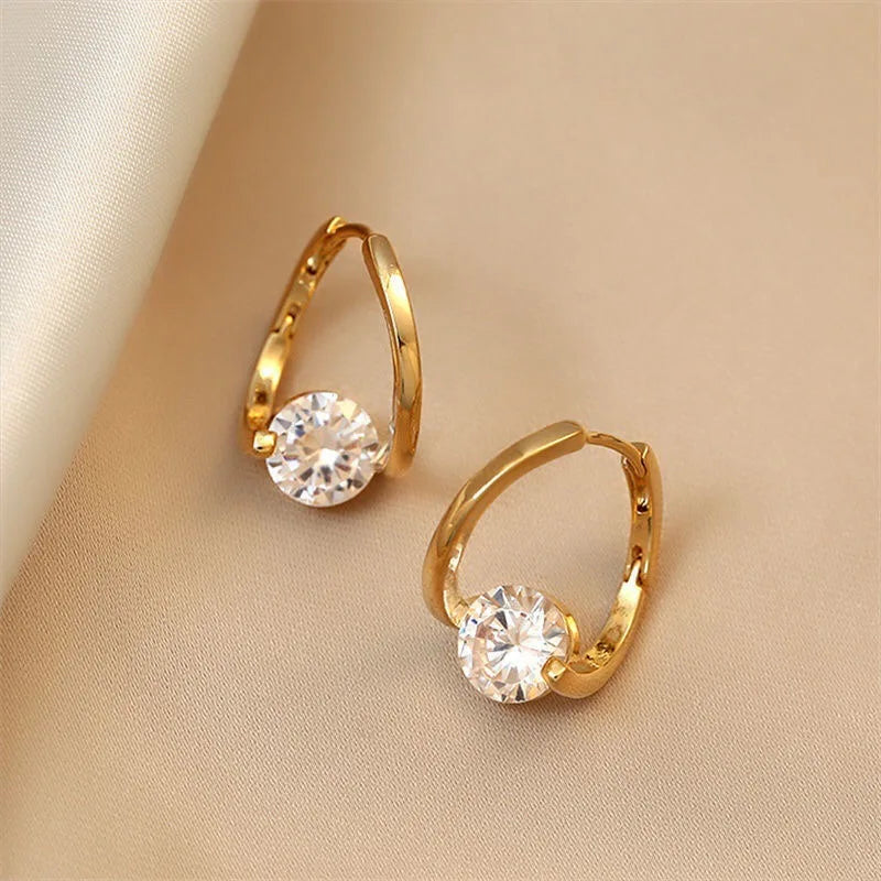 Hot Minimalist CZ Zircon Stud Earrings 18K Gold & Silver Plated Heart Shaped Jewelry for Women ODM-supplied Ohrring Gift Smykker