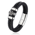 Wholesale Black Silver Stainless Steel Genuine Leather Metal Skulls Bracelets With Magnetic Clasp Buckle for Men Gift Jewelry