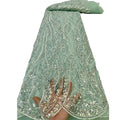 Hot Selling Beaded Tulle Laces Material Women African French Sequin Beaded Lace Fabric With Pearls