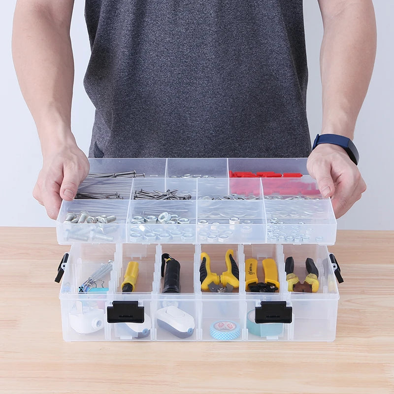 Portable PP Plastic Tool Box Transparent Case with Cover for Electrical Hardware Screw Storage Bin Storage Container