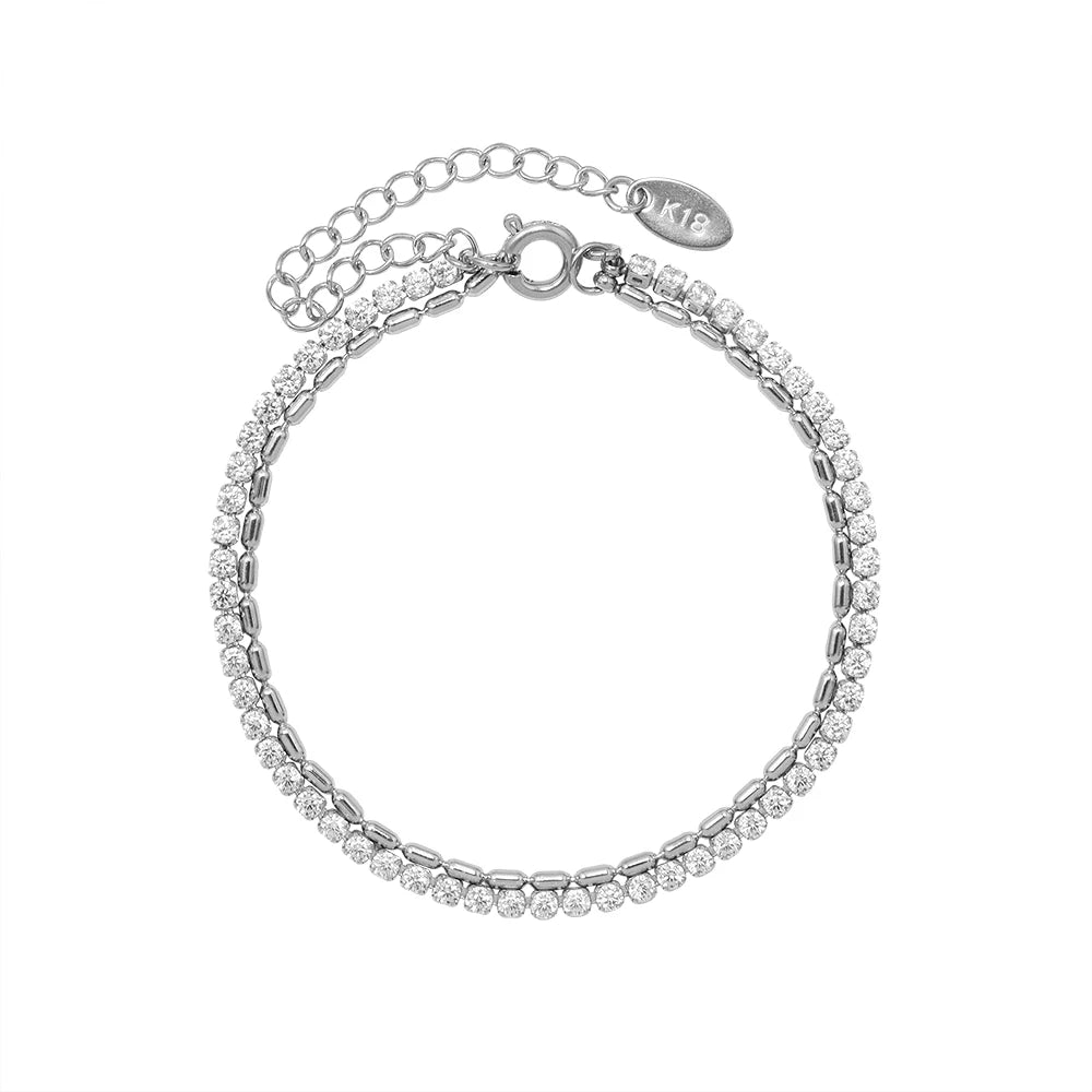 Trendy Exquisite Ins Style Full Zircon Inlaid Double Layer Bracelet for Casual Daily Party Wedding Decoration Wear