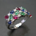 CAOSHI Manufacturer Women's Rings Muti Color Gems Trendy Full CZ Cubic Zirconia Ladies Banquet Party Vintage Sliver Color Rings