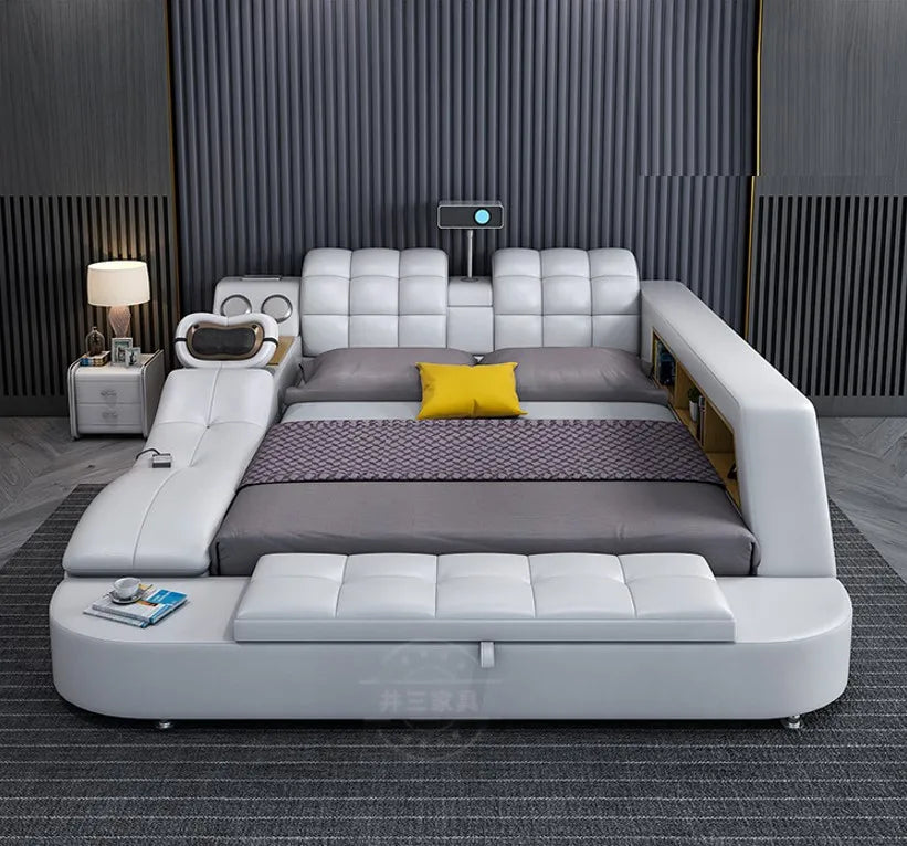 King Size Bed Frame Bedroom Furniture Luxury Set Luxury Sets Modern California Double Leather Smart Blanket Super king Size Bed