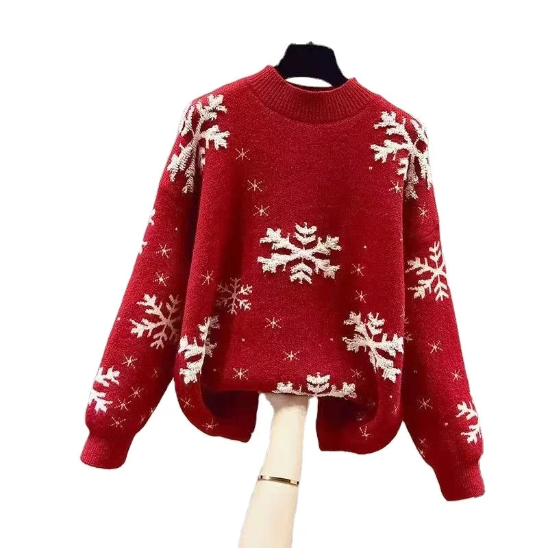 Wholesale Pullover Knitwear Women Snowflakes Sweater Christmas Jumper Xmas Sweaters Custom Ugly Christmas Sweater 2024