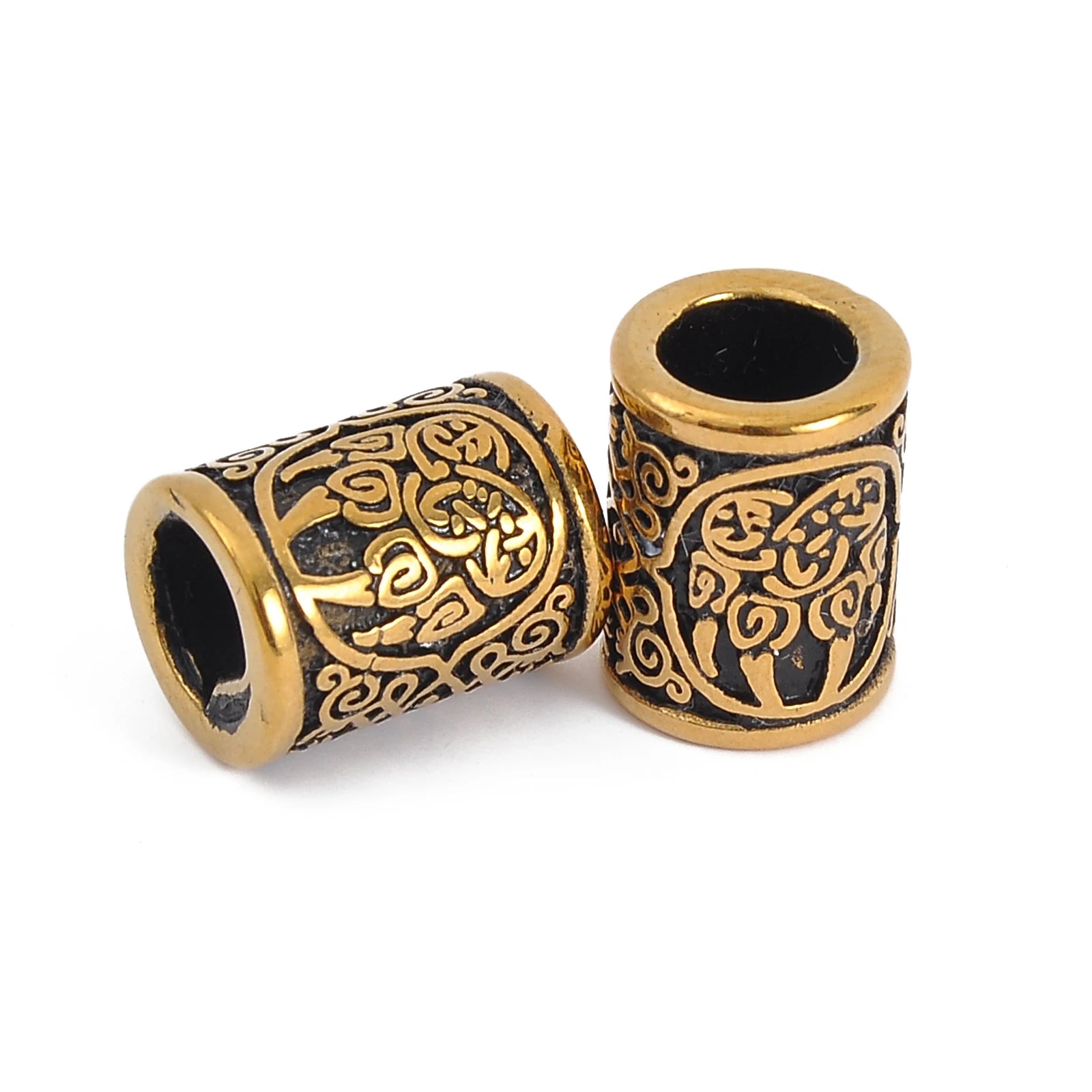 Nordic Souvenirs Antique Gold Plating Stainless Steel Viking Jewelry Norse Wolf Paw Beard Bead