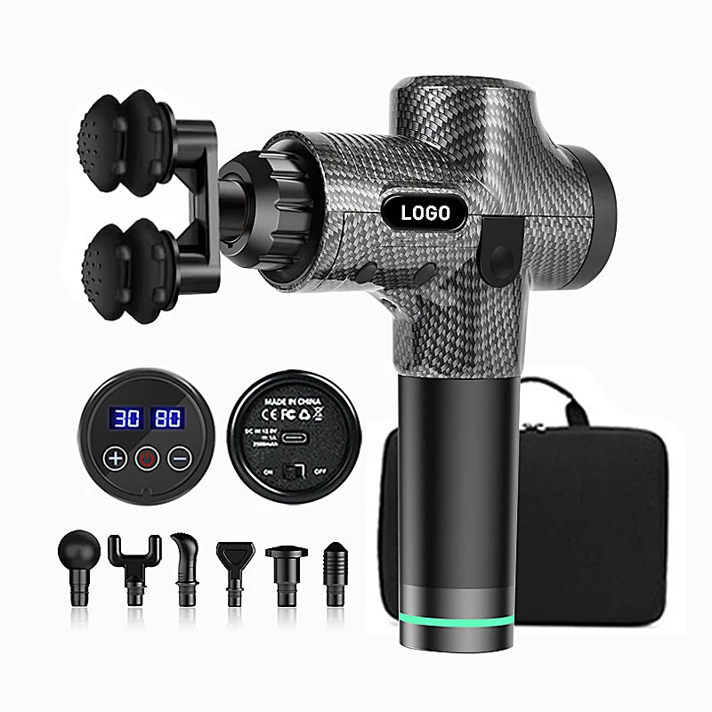 Brushless Motor Cordless Portable Double Head Massage Gun 30 Speed Relax Muscle Neck Back Massage Gun With Touch Screen