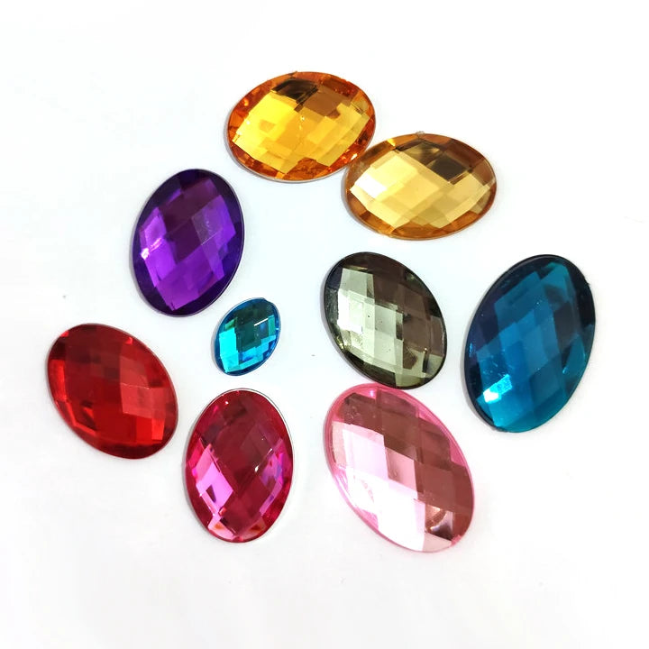 Top Quality Flat Back Oval Shape Crystal Acrylic Rhinestone Gemstones