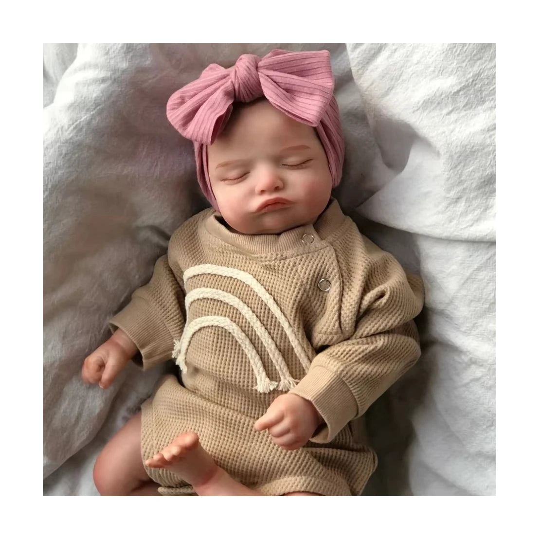 49CM Reborn Sleeping Rosalie Soft Hand Drawing Hair 3D Skin Tone with Veins Collectible Art Dolls for Girls Kids Toys