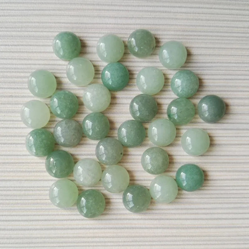 Hongzhuo Fancy Cut 14mm Round Green Aventurine Jade Cabochon Semi Precious Stone Crafts