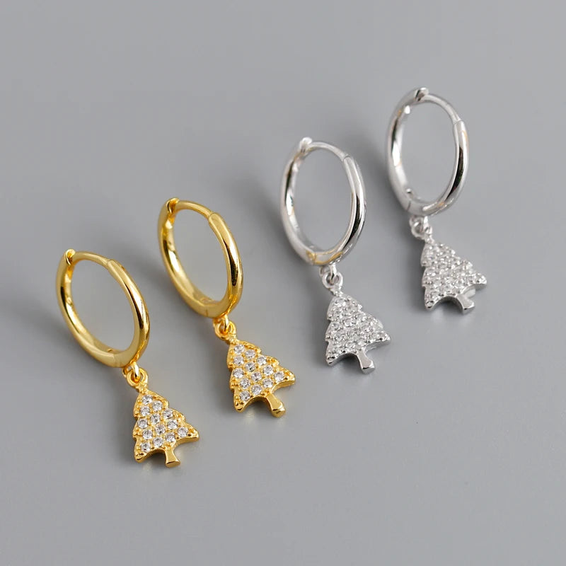 2022 NEW 925 Sterling Silver Christmas Tree Earrings Hoop Earrings for Women
