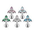 Right Grand 3 Petal Flowers Teardrop CZ ASTM F136 Titanium Ear Tragus Cartilage Helix Labret Piercing