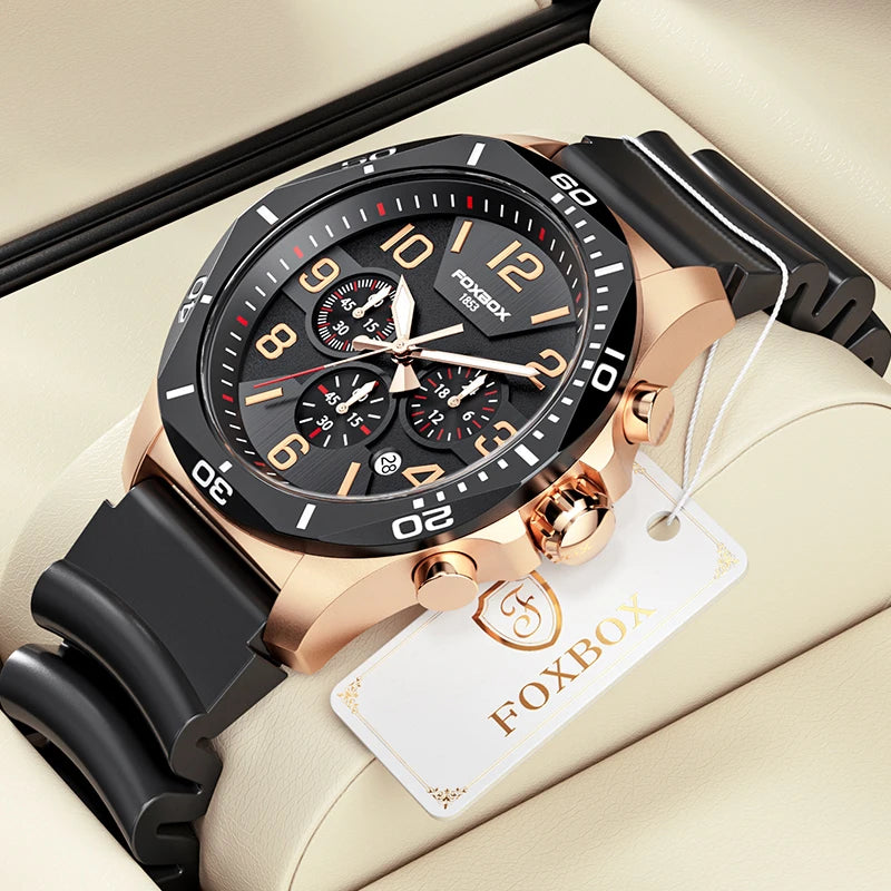 LIGE FB0040 Men Watch Silicone Fashion 30M Waterproof Luminous Watch Brand Quartz Casual Sports for Men Man Wristwatch+box