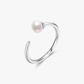 Classic Simple Fine Jewelry Free Size 6-9 Rings 925 Sterling Silver Elegant Natural Freshwater Pearl Adjustable Rings for Women